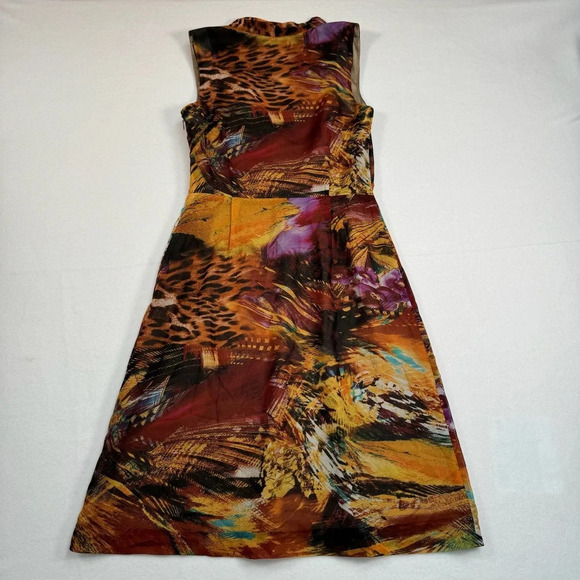 Antonio Melani Sheath Faux Wrap Dress Womens Size 2 Animal Print Floral Lined - Picture 2 of 11